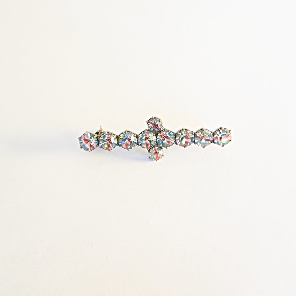 Antique Iris Rainbow Glass Pin
